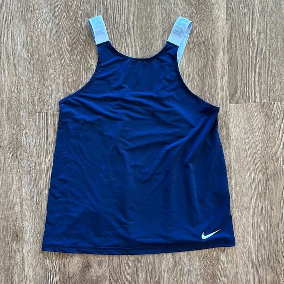 Nike Dri-Fit Elevated Elastika Training Tank Top Navy Blue Size XS High Neck - Picture 1 of 5